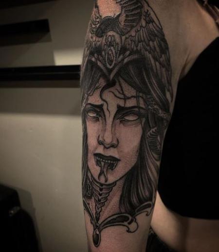 Tattoos - Billy Williams Black and Grey Neo Lady  - 140882